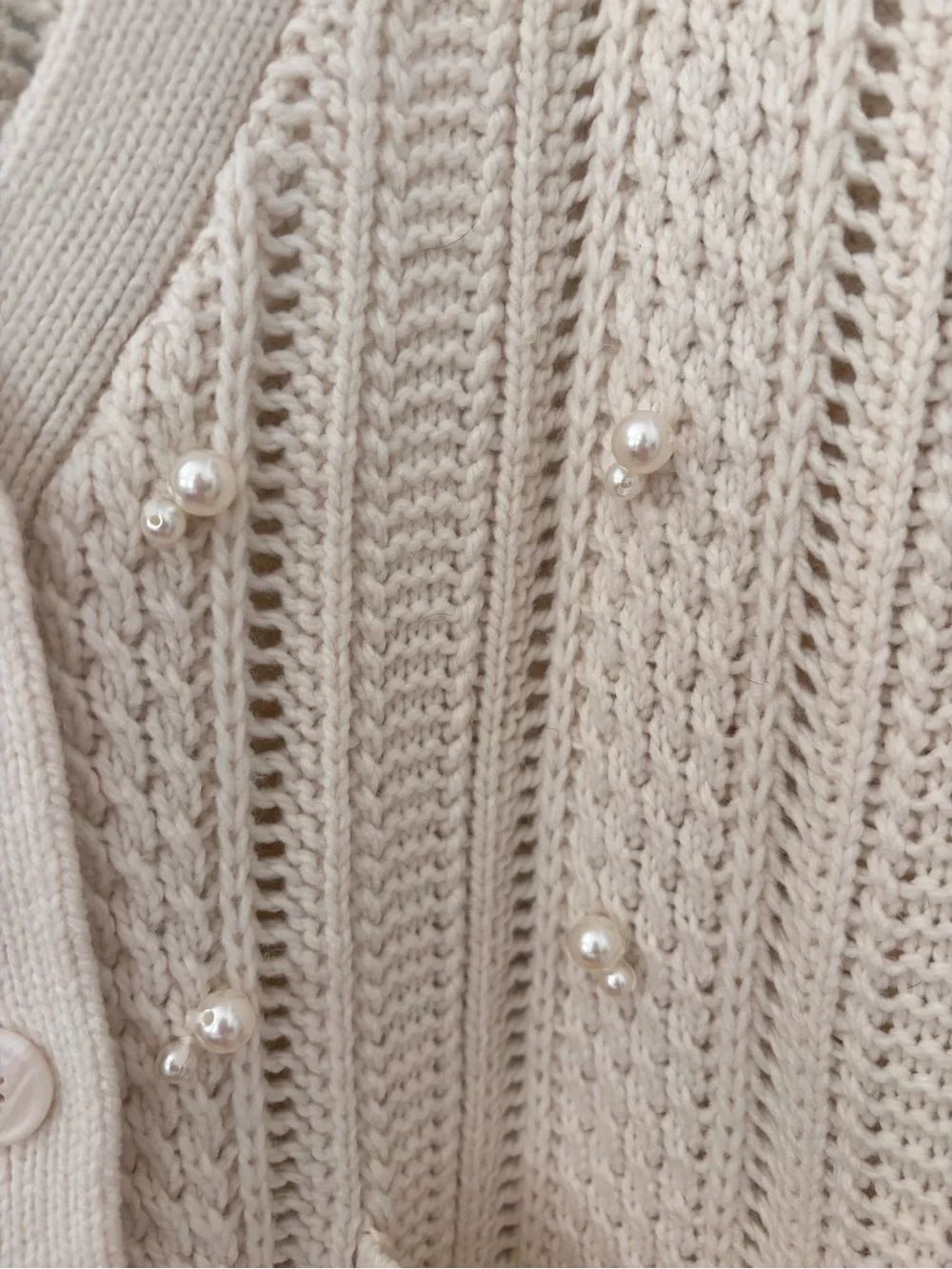 FUTURE COLLECTIVE Oversized Chunky Cardigan Sweater w/ Faux Pearl Accents Sz XXL